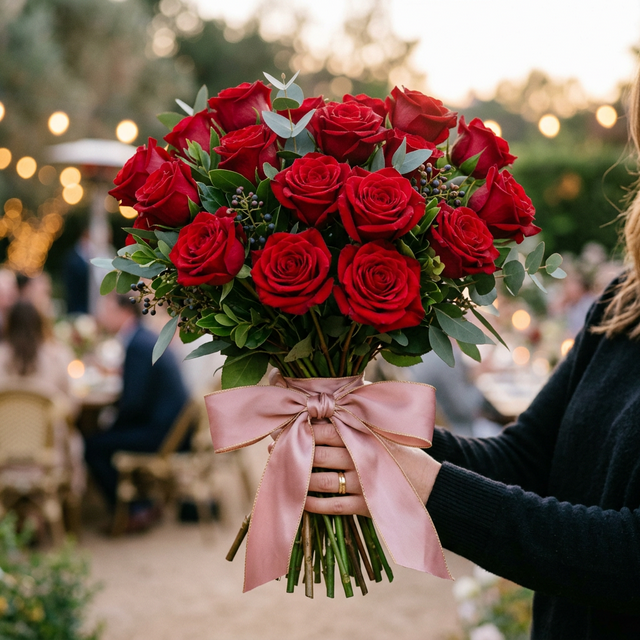 Klasyczny bukiet czerwonych róż